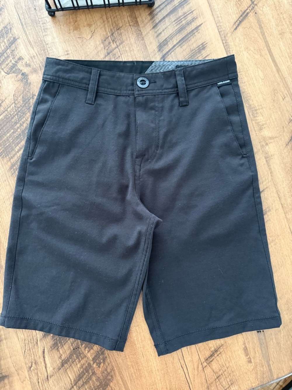 Volcom Boys Black Flat-Front Stretch Shorts